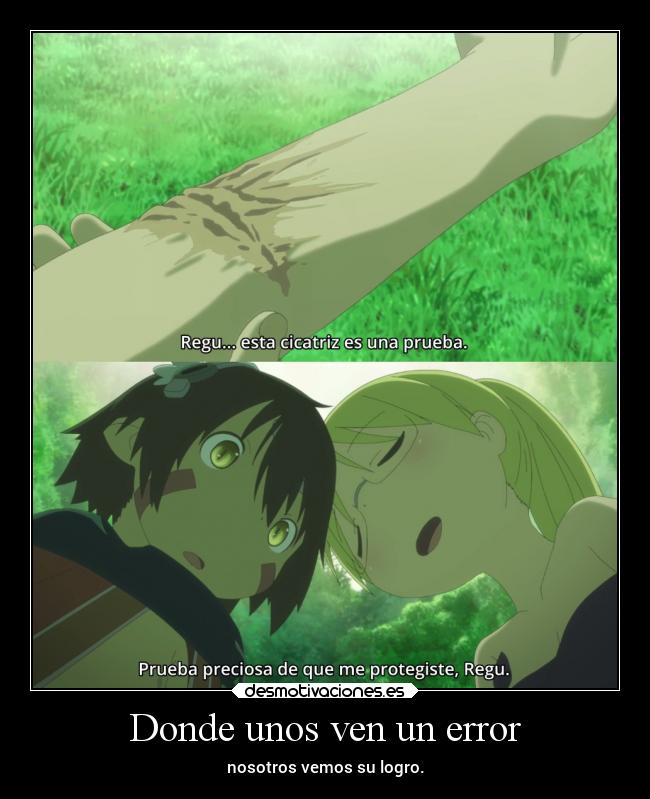 carteles anime vida mundo dolor raptorhunters harukaze erosekai madeinabyss riko regu desmotivaciones