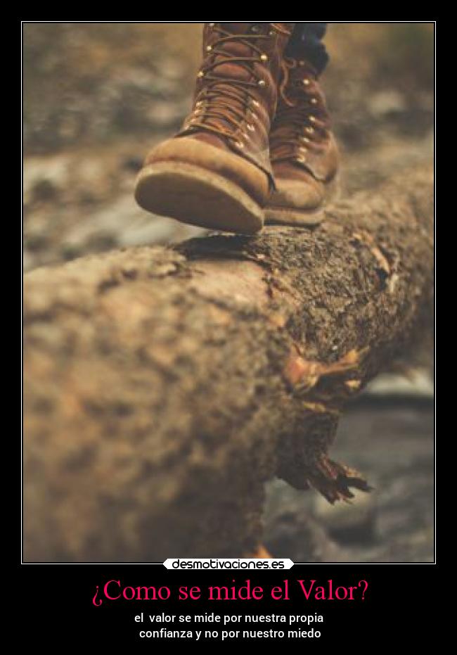 ¿Como se mide el Valor? - el valor se mide por nuestra propia
confianza y no por nuestro miedo