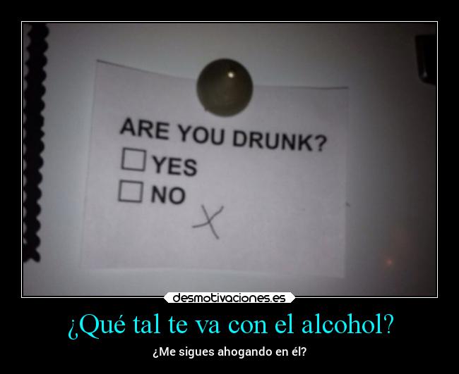 ¿Qué tal te va con el alcohol? - ¿Me sigues ahogando en él?