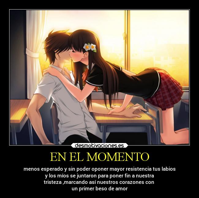 carteles anime besos amor pareja romance labios corazones enamorados desmotivaciones