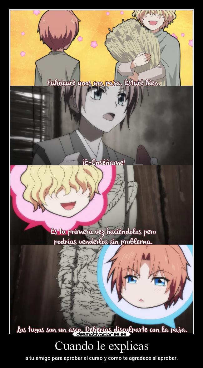 carteles anime explicar amigo aprobar curso raptorhunters estudio desmotivaciones