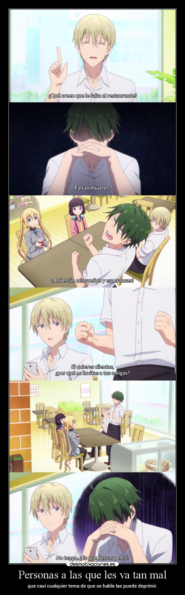 carteles anime humor risa fail amistad amigos depresion raptorhunters harukaze erosekai blends nohayamigas desmotivaciones