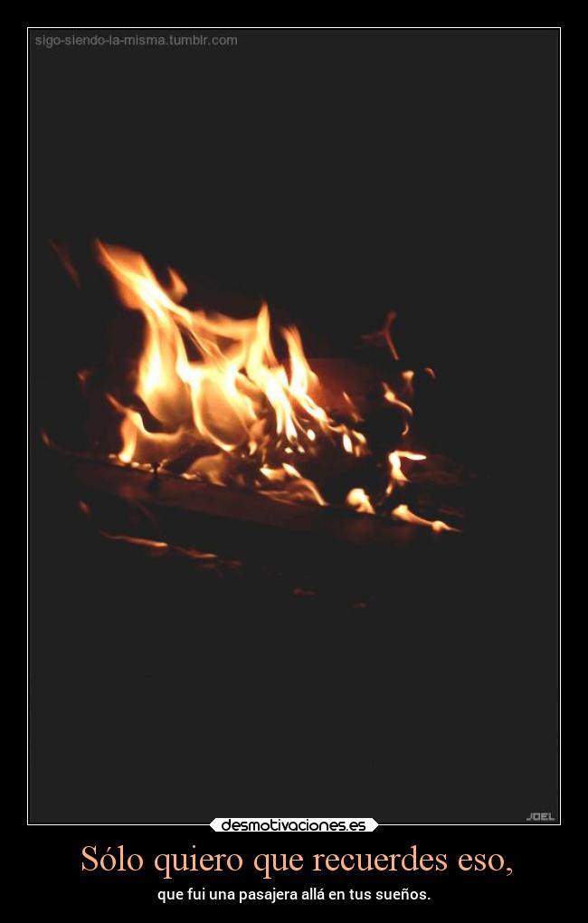 Sólo quiero que recuerdes eso, - que fui una pasajera allá en tus sueños.