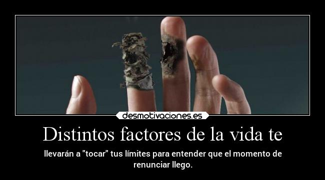 Distintos factores de la vida te - llevarán a tocar tus límites para entender que el momento de
renunciar llego.