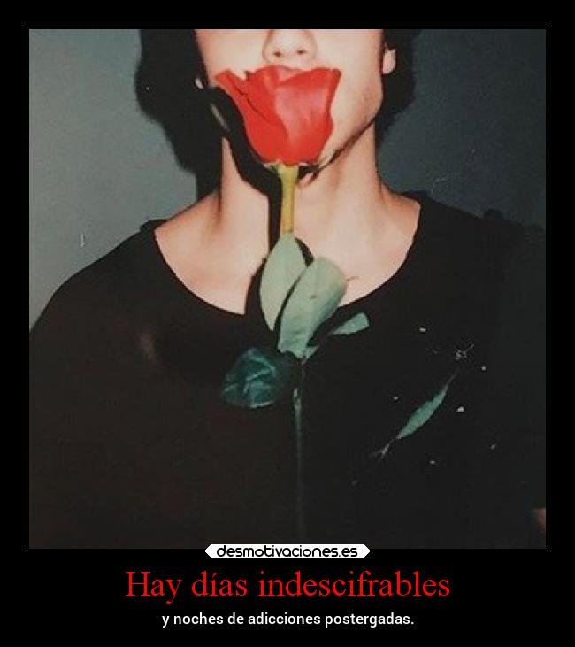 Hay días indescifrables - y noches de adicciones postergadas.