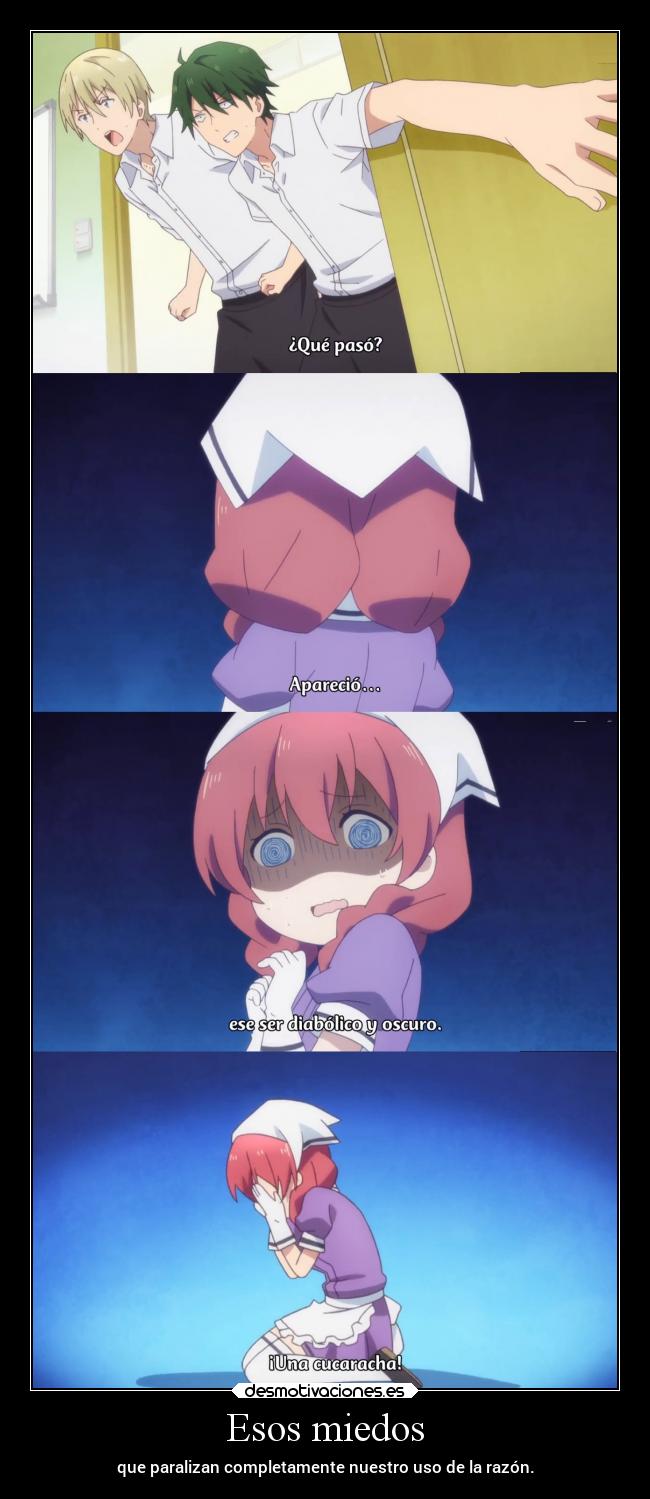 carteles anime miedo cucarachas razon logica doni desmotivaciones