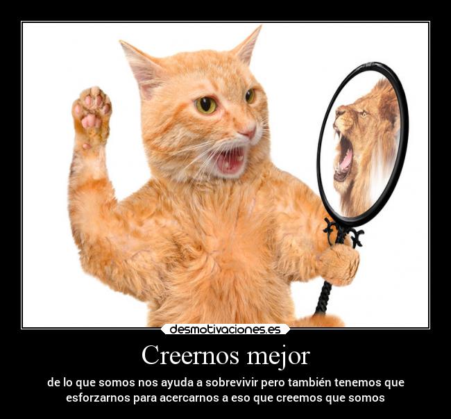 Creernos mejor - de lo que somos nos ayuda a sobrevivir pero también tenemos que
esforzarnos para acercarnos a eso que creemos que somos