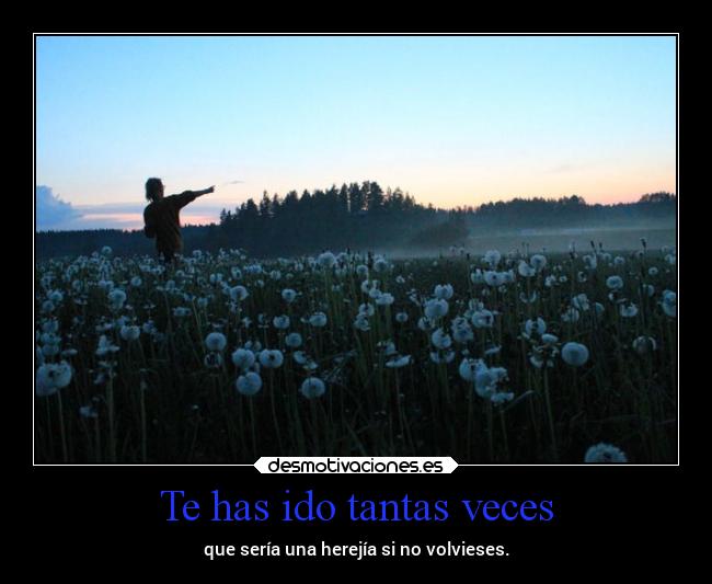 Te has ido tantas veces - que sería una herejía si no volvieses.