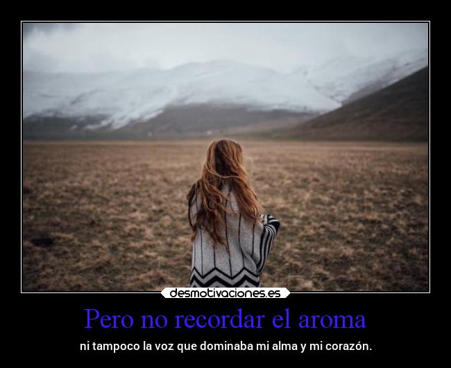 Pero no recordar el aroma - ni tampoco la voz que dominaba mi alma y mi corazón.