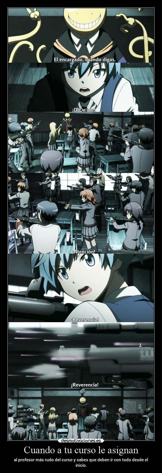 carteles anime estudio profesor clase raptorhunters rudo todo venganza desmotivaciones