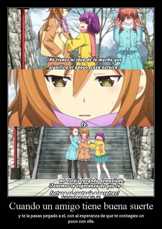 carteles anime suerte amigo tener contagiar tomar raptorhunters poco desmotivaciones