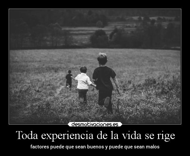 Toda experiencia de la vida se rige - factores puede que sean buenos y puede que sean malos