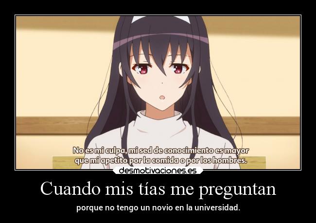 carteles anime familia tia preguntar erosekai novio tener universidad desmotivaciones
