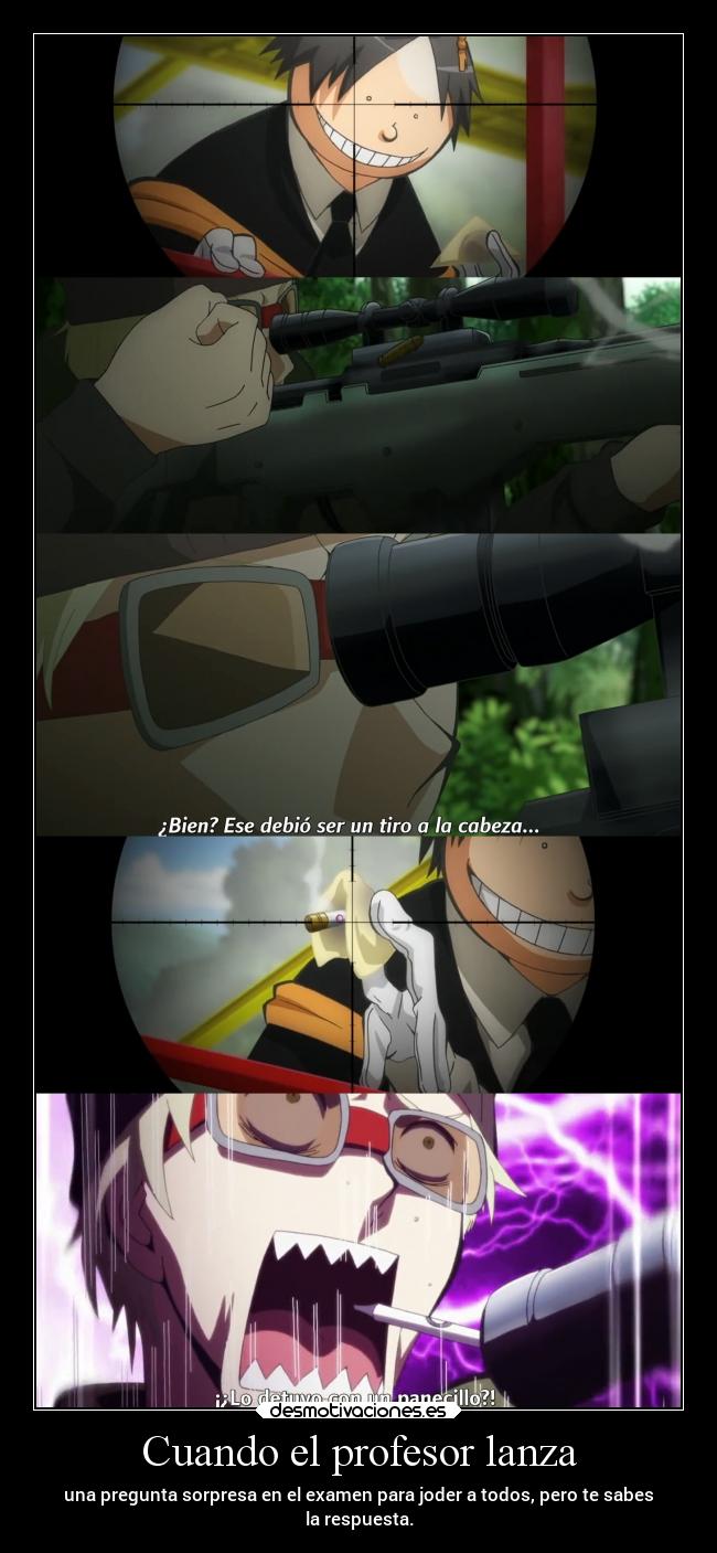 carteles anime pregunta sorpresa hacer raptorhunters examen clase aprobar saber desmotivaciones