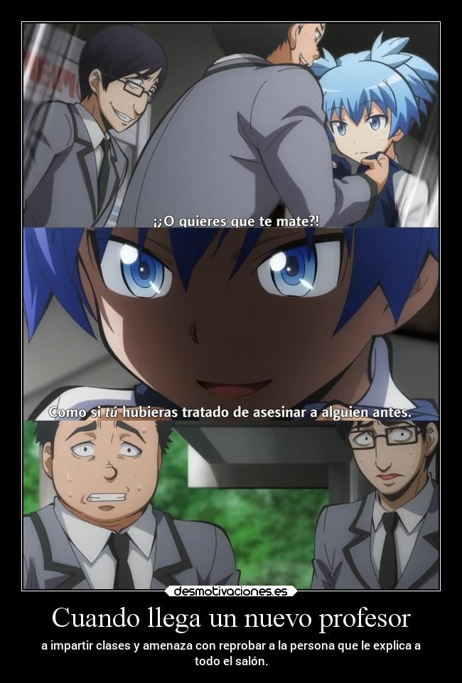 carteles anime profesor llegar amenaza raptorhunters reprobar salon listo explicar desmotivaciones