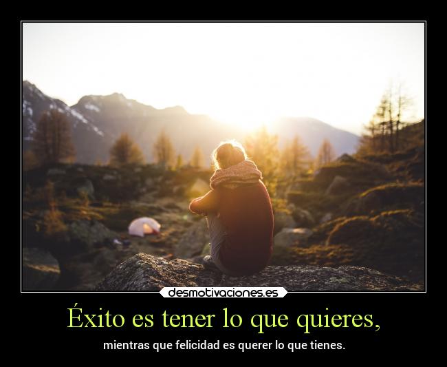 Éxito es tener lo que quieres, - mientras que felicidad es querer lo que tienes.