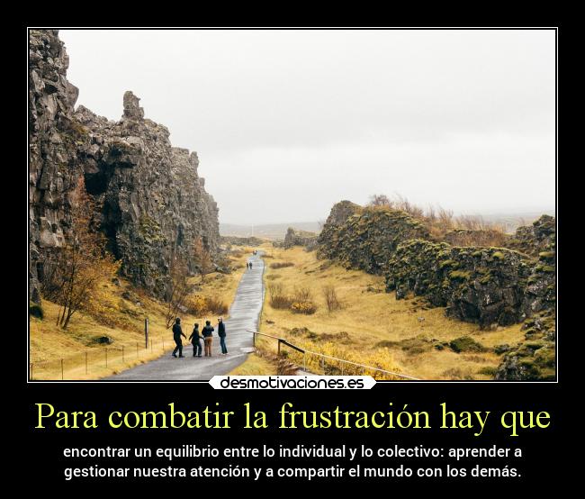 Para combatir la frustración hay que - encontrar un equilibrio entre lo individual y lo colectivo: aprender a
gestionar nuestra atención y a compartir el mundo con los demás.