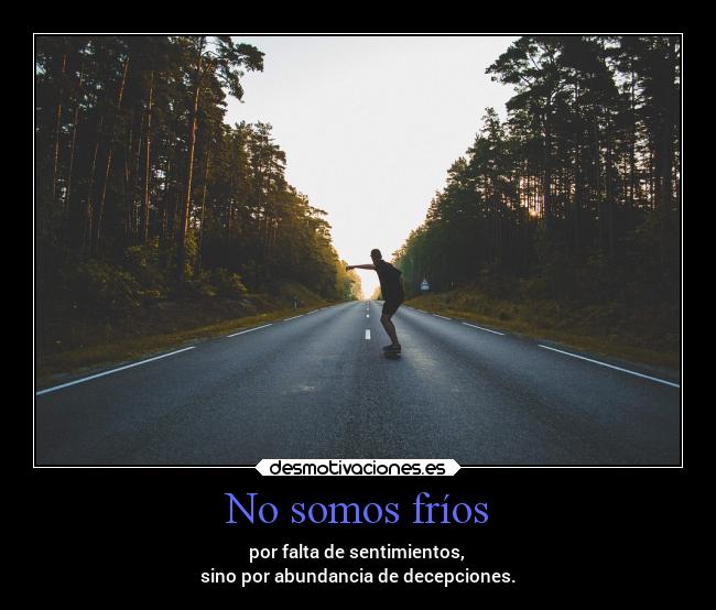 No somos fríos - por falta de sentimientos,
sino por abundancia de decepciones.