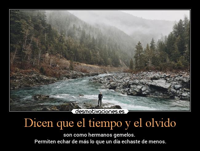 Dicen que el tiempo y el olvido - son como hermanos gemelos.
Permiten echar de más lo que un día echaste de menos.