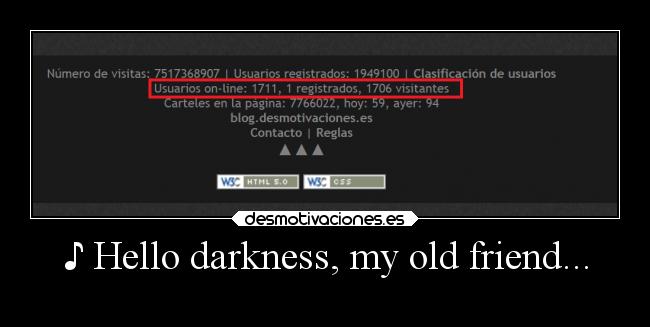 ♪ Hello darkness, my old friend... - 