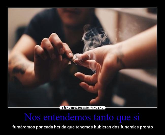 Nos entendemos tanto que si - fumáramos por cada herida que tenemos hubieran dos funerales pronto