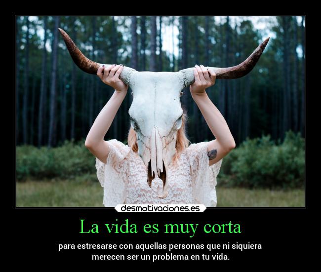 La vida es muy corta - para estresarse con aquellas personas que ni siquiera 
merecen ser un problema en tu vida.