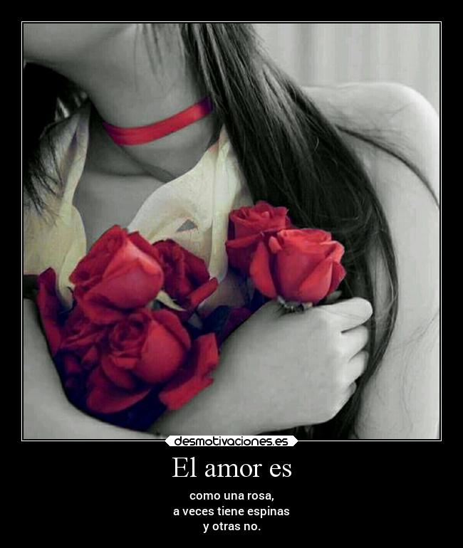 El amor es - como una rosa,
a veces tiene espinas
y otras no.