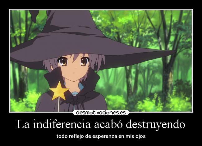 La indiferencia acabó destruyendo - todo reflejo de esperanza en mis ojos