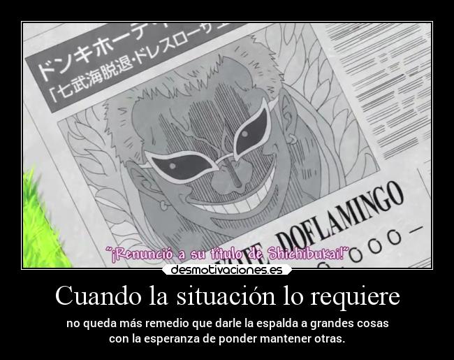 carteles anime raptorhunters harukaze erosekai onepiece donquixotedoflamingo doflamingo shichibukai dressrosa desmotivaciones