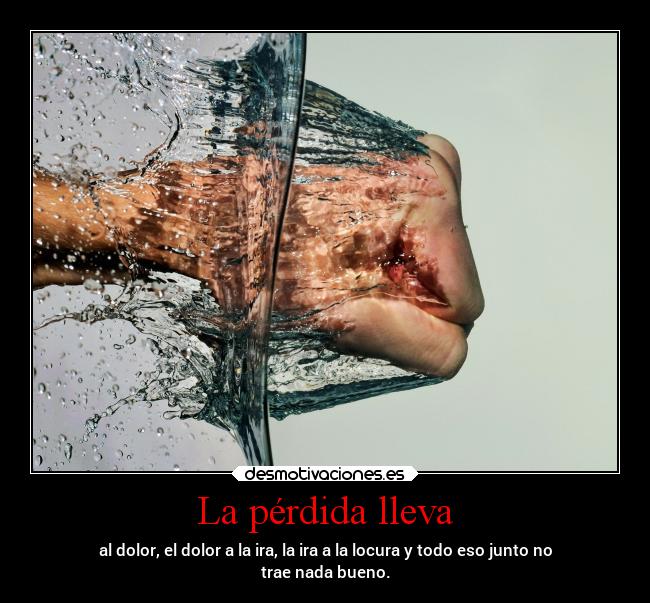 La pérdida lleva - al dolor, el dolor a la ira, la ira a la locura y todo eso junto no
trae nada bueno.