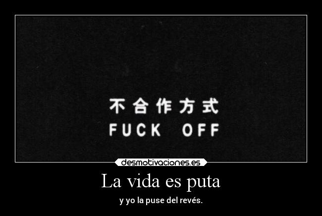 La vida es puta - y yo la puse del revés.