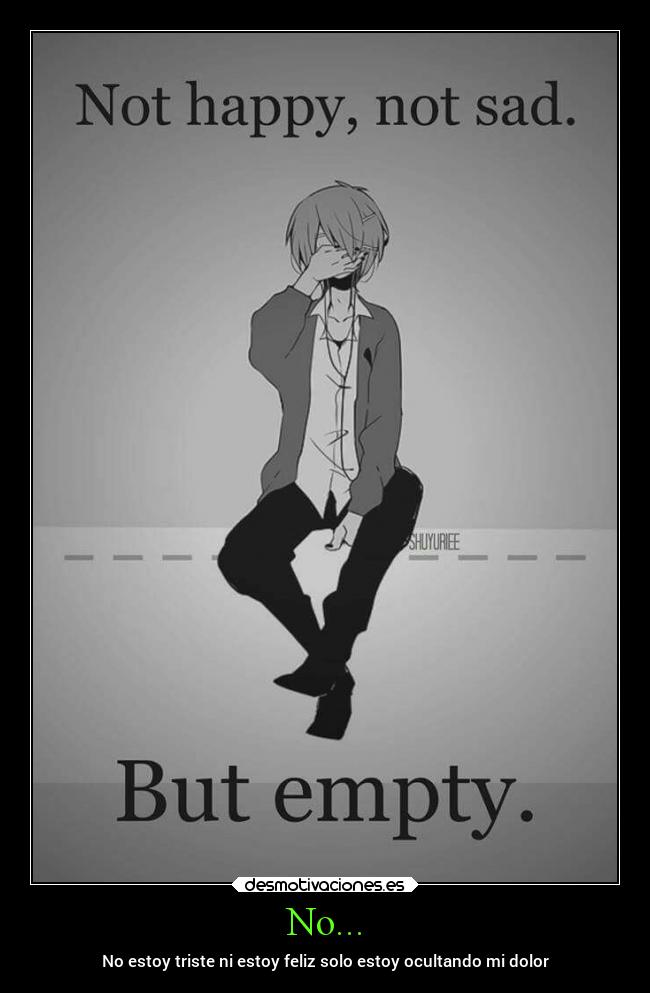No... - No estoy triste ni estoy feliz solo estoy ocultando mi dolor