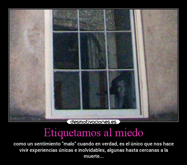 Etiquetamos al miedo - como un sentimiento malo cuando en verdad, es el único que nos hace
vivir experiencias únicas e inolvidables, algunas hasta cercanas a la
muerte...