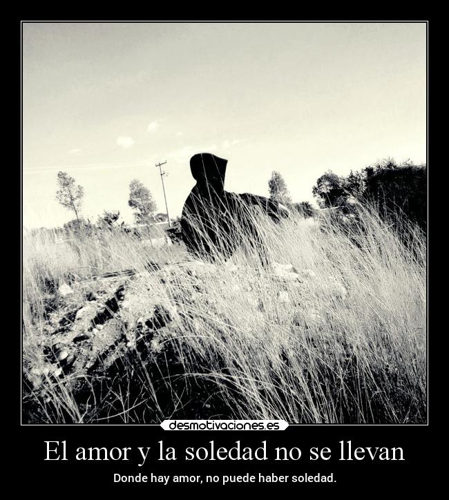 El amor y la soledad no se llevan - Donde hay amor, no puede haber soledad.