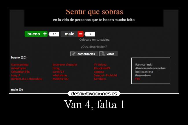 Van 4, falta 1 - 