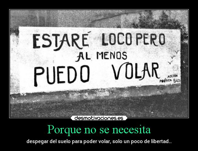 Porque no se necesita - despegar del suelo para poder volar, solo un poco de libertad..
