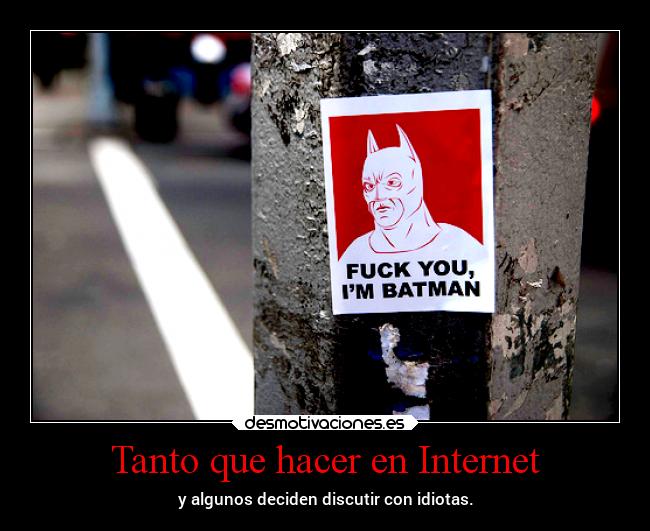 Tanto que hacer en Internet - y algunos deciden discutir con idiotas.