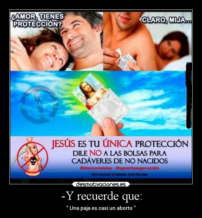 carteles religion sexo condones paja aborto desmotivaciones