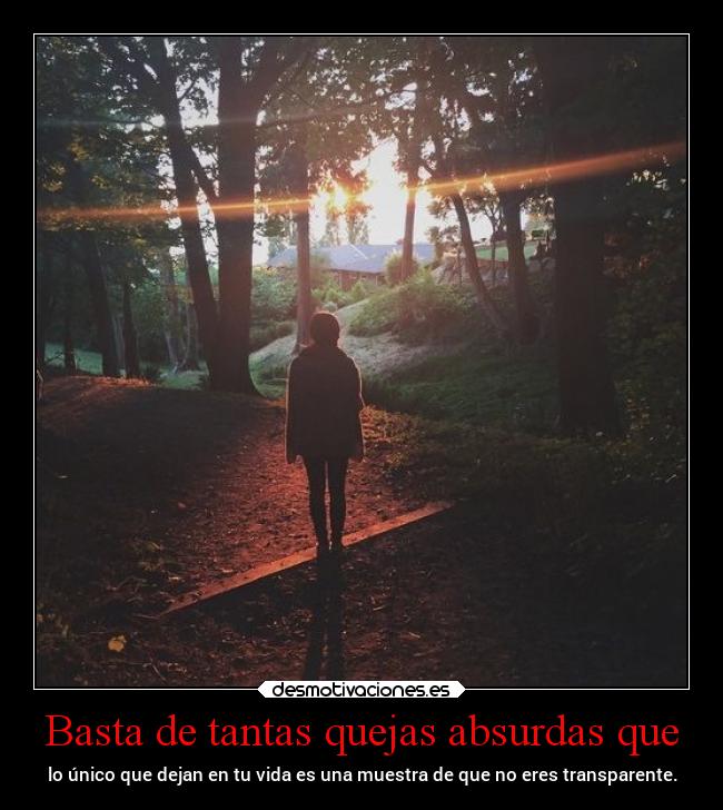 Basta de tantas quejas absurdas que -