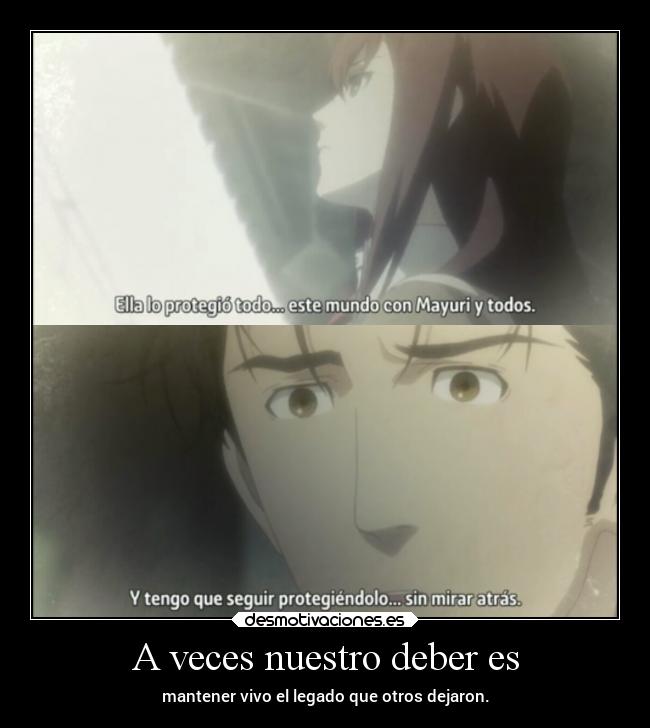 carteles anime vida amor muerte raptprhunters harukaze erosekai steinsgate steinsgate0 okabe makise kurisu desmotivaciones