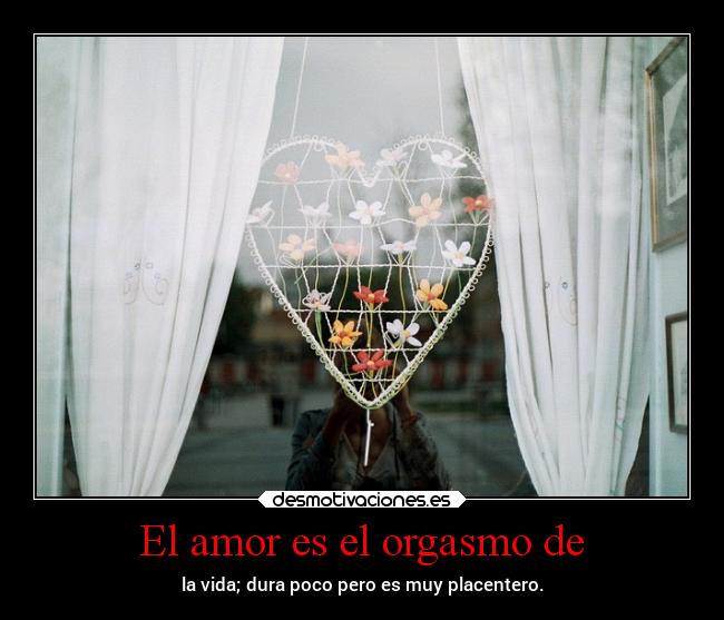 El amor es el orgasmo de - la vida; dura poco pero es muy placentero.