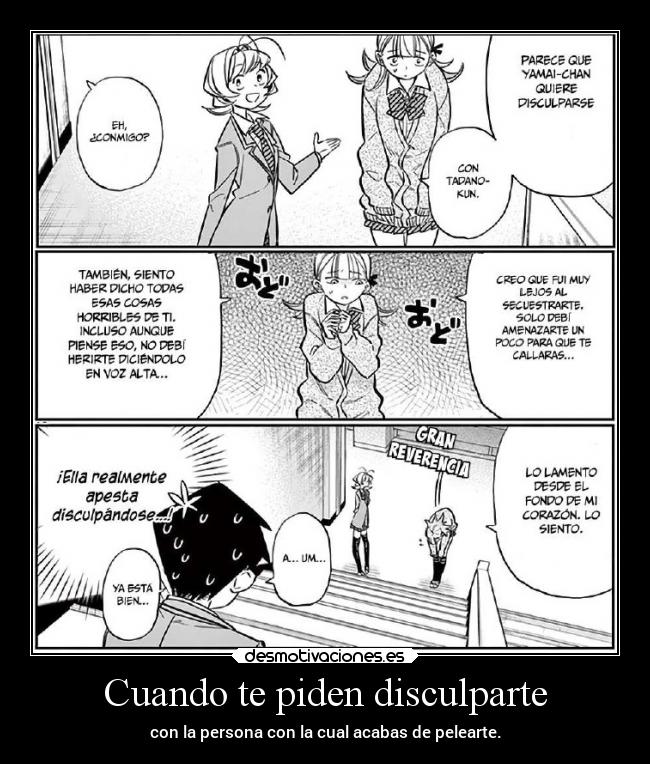 carteles anime disculpar persona amigo raptorhunters pelear recien erosekai desmotivaciones