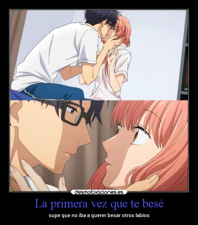 carteles besos anime hirotaka narumi wotakunikoiwamuzukashi desmotivaciones