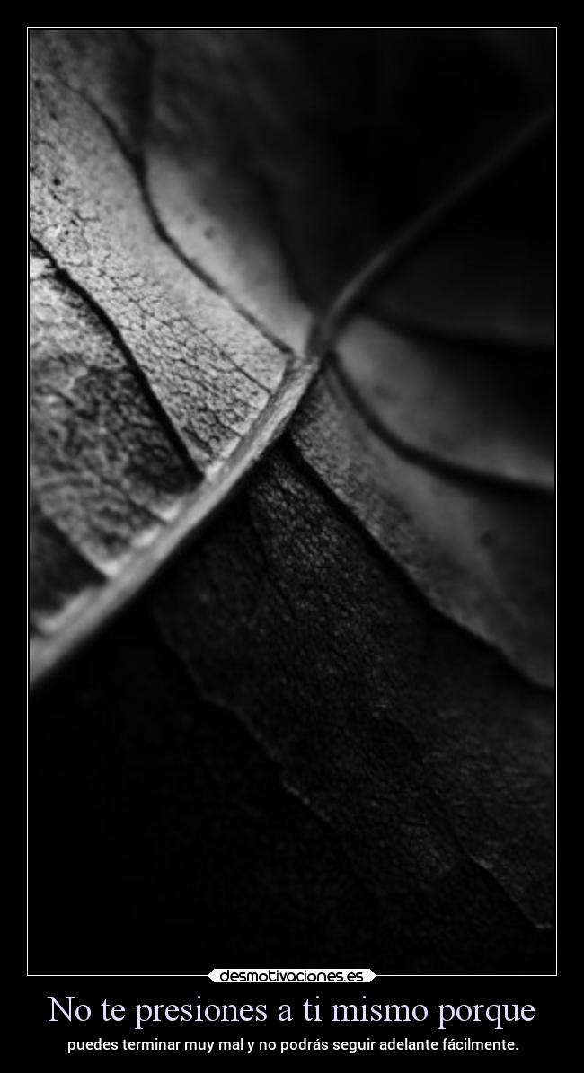 No te presiones a ti mismo porque -