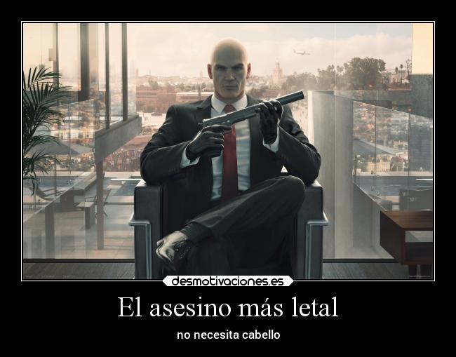 carteles videojuegos hitman agente47 calvo cabello letal desmotivaciones