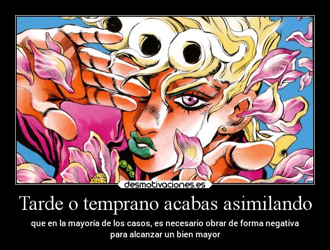carteles anime jojos bizarre adventure giorno giovanna jojosbizarreadventure golden wind desmotivaciones