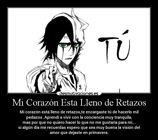 carteles corazon anime ulquiorra ciffer desmotivaciones
