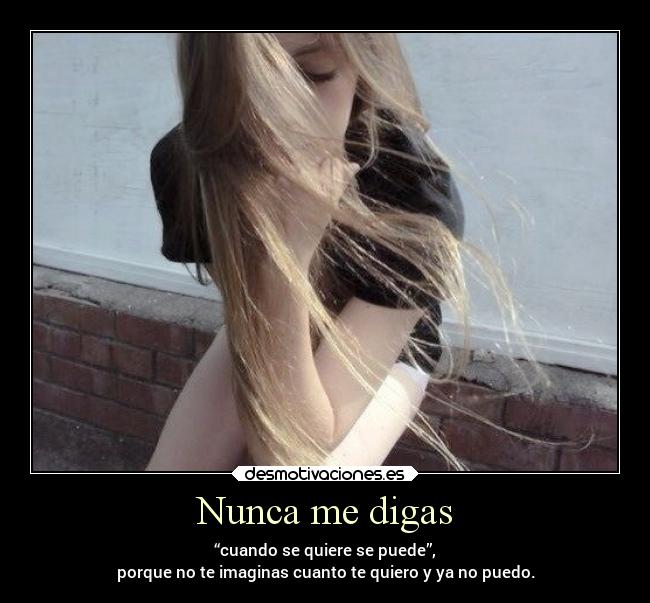 Nunca me digas - “cuando se quiere se puede”,
porque no te imaginas cuanto te quiero y ya no puedo.