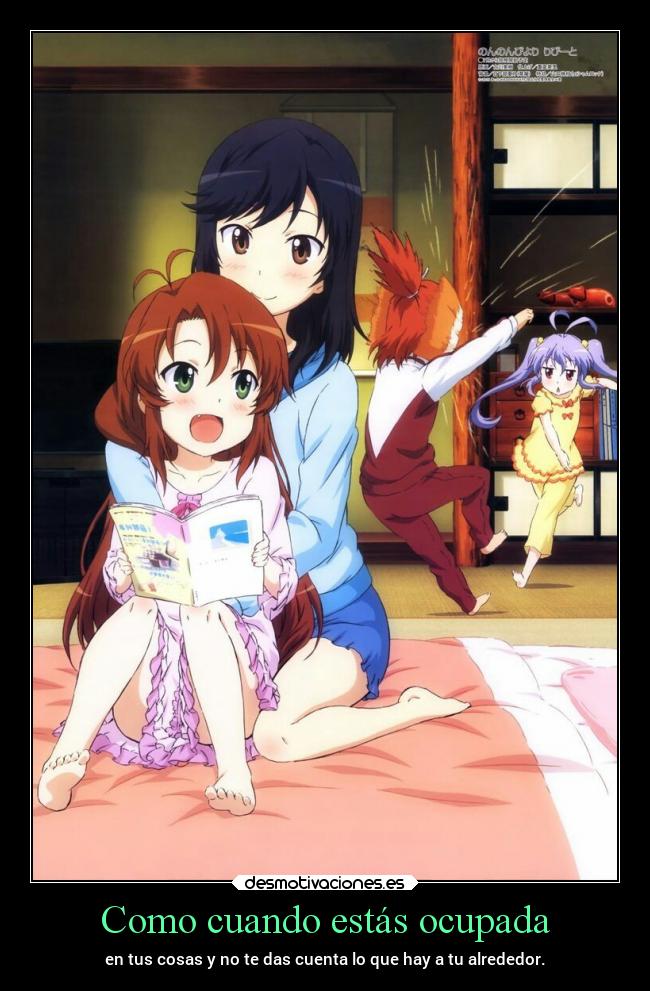 carteles amistad abrazos vida mundo anime nonnonbiyori desmotivaciones