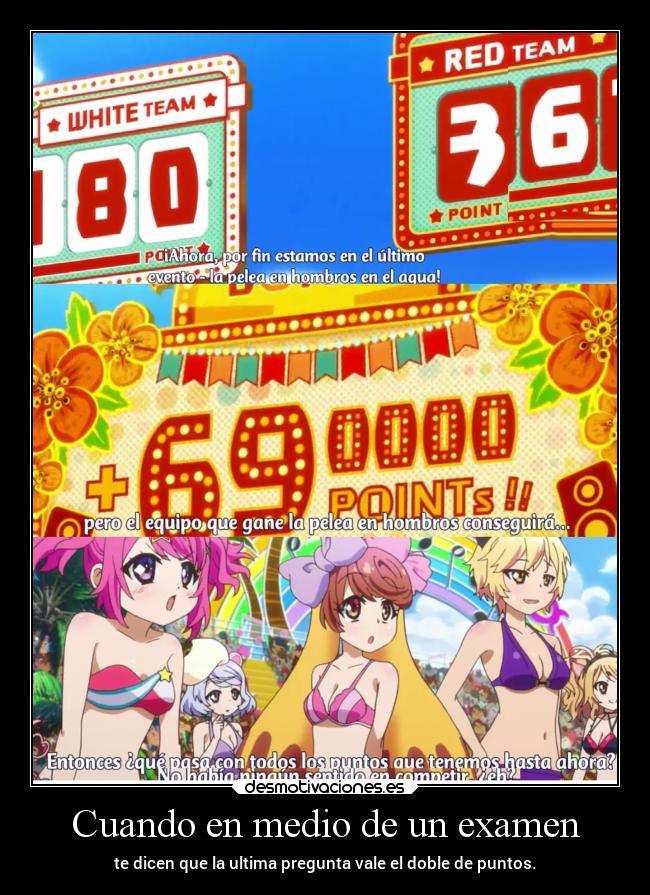 carteles anime examen decir pregunta raptorhunters ultima bonus puntos valor erosekai desmotivaciones